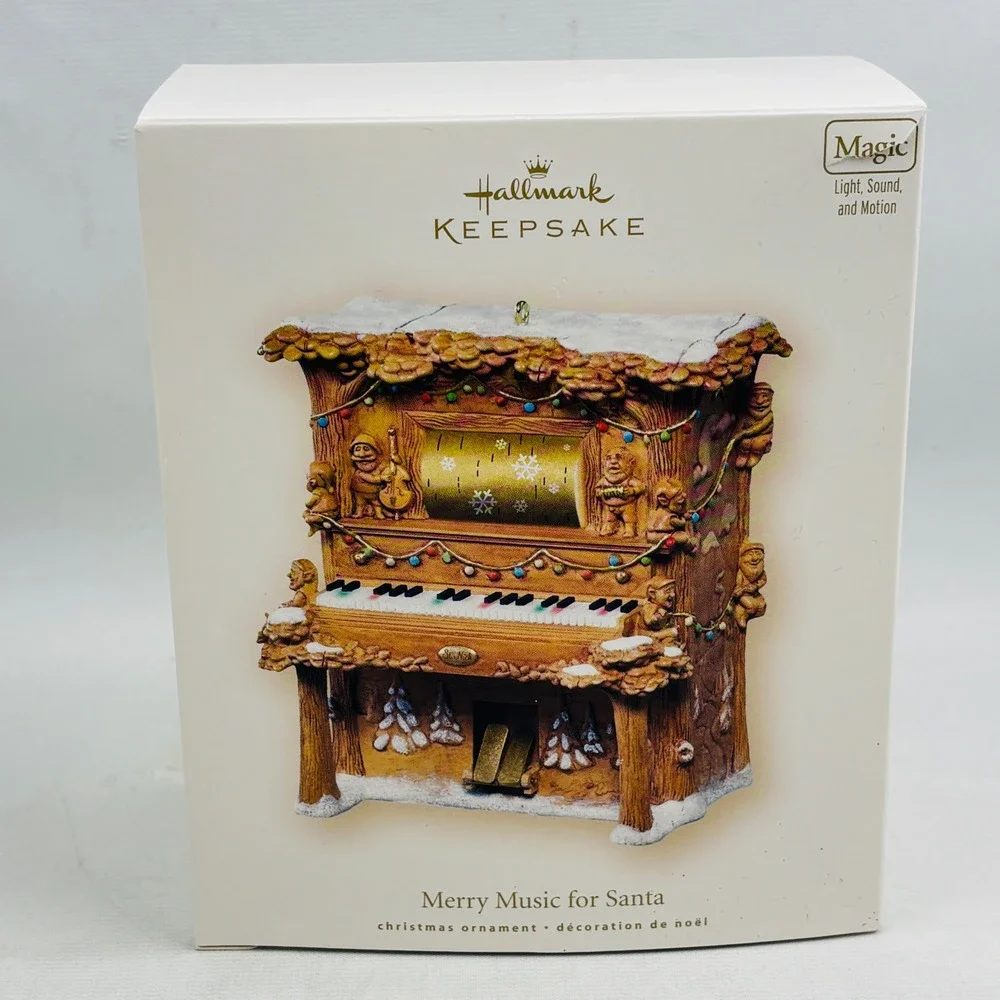 Hallmark Merry Music for Santa Player Piano Ornament Light Sound Motion‎ 2007